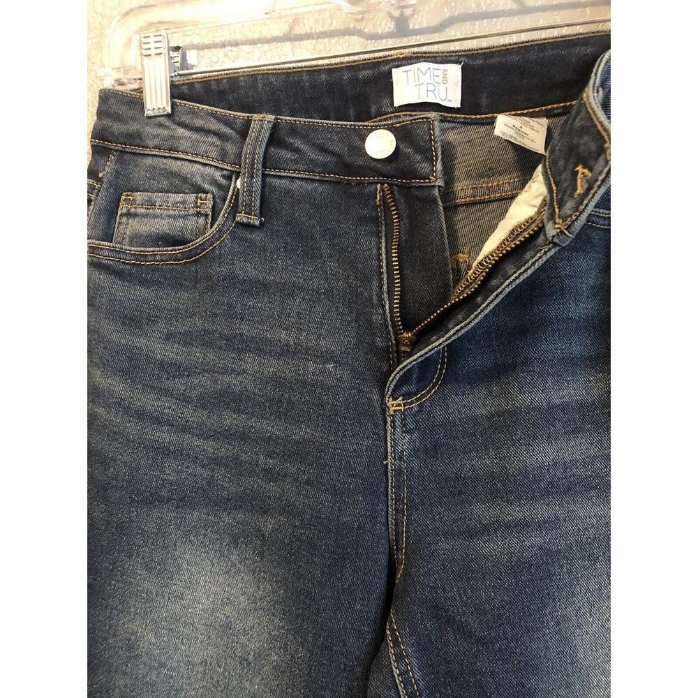 New Time And Tru Womens High Rise Mom Jeans Size 4 Regular Denim Dark Wash Pants - Picture 4 of 8